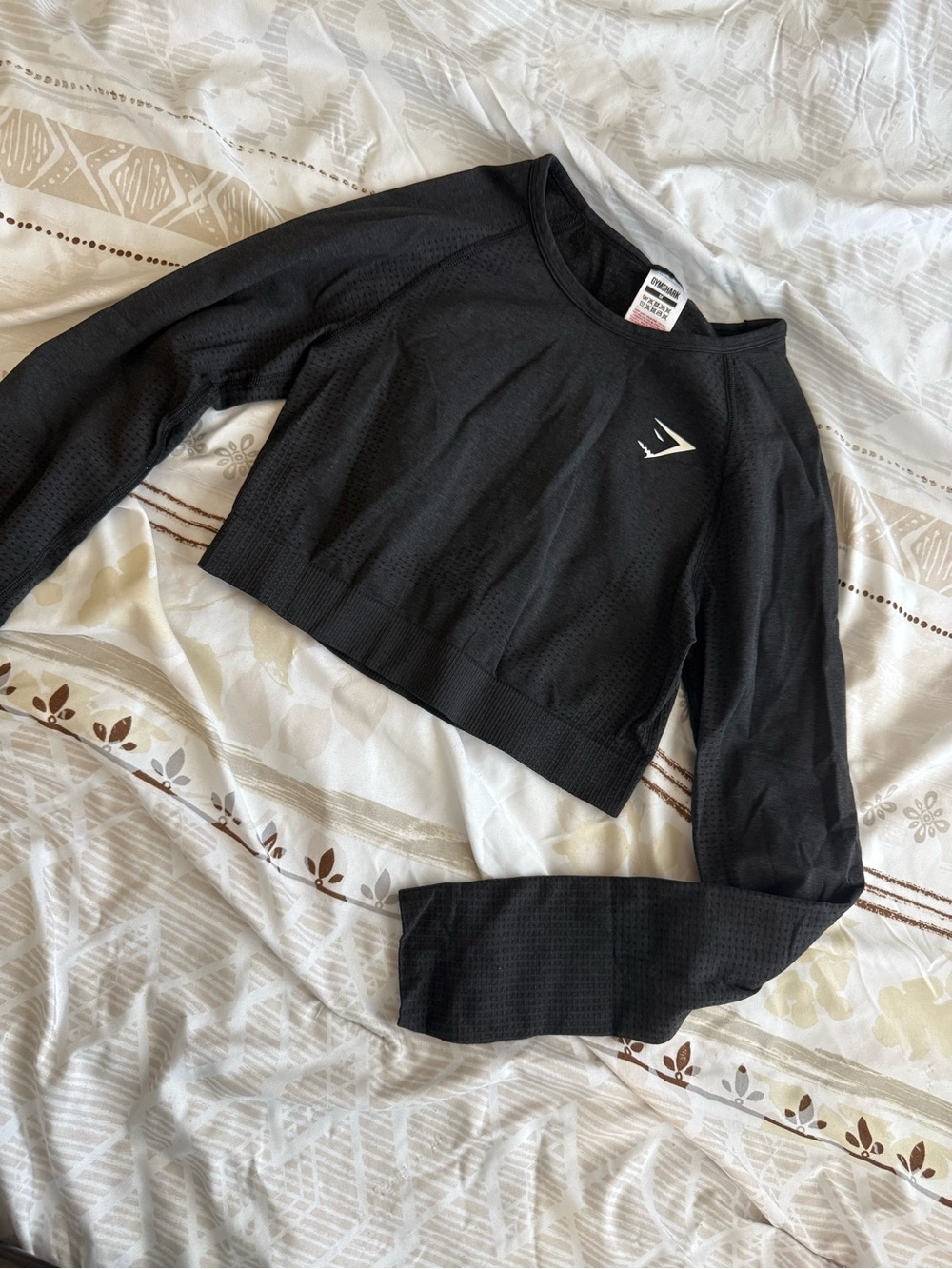 Gymshark Black Long Sleeve Cropped Performance Top